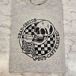 Funny shirt skull dead inside but caffeinated popular trendy